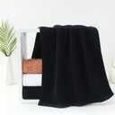 Pidada Hand Towels Set of 2 Striped Pattern 100% Cotton Absorbent Soft Decorative Towel for Bathroom (Black)