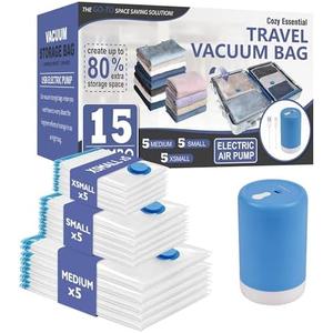 15 Pack Space Saver Storage Bags with Electric Air Pump