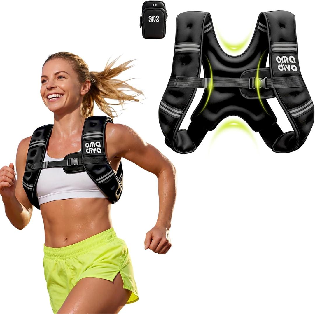AMA DIVO 8LB Fixed Weight Vest for Seniors & Beginners,Reflective Weighted Vest, Daily Walking, Cardio Exercise, Indoor Workout, Adjustable Buckles with Detachable Bag, Reliable Gear