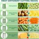 SUSTEAS Rotary Cheese Grater with Handle,Vegetable Slicer with 6 Interchangeable Blades, Reinforced Suction,Easy to Clean,Kitchen Chopper for Crushed Ice,Fruits and Nuts with Blade Storage Case,Green