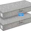 punemi 4.5 Inch Tall Under Bed Storage Containers,Low Profile Underbed Clothes Storage Bin with Sturdy Side & Bottom Support, Use as Clothes Organizer, Pillow and Blanket Organizer, 2 Pack, Grey