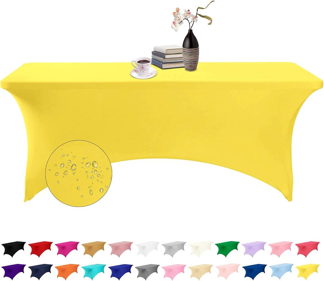 Spandex 6ft Waterproof Table Cover for Party,Wedding, Banquet, and Events(Yellow) (72" x 30" (Rectangular))