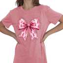 Cancer Survivor Shirt,Breast Cancer Awareness Shirts, Pink Butterfly Tee, Pink Ribbon T Shirt (Pink, L)