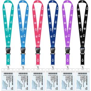 Cruise Lanyards, Waterproof Cruise Lanyard with Detachable Buckle & ID Badge Holder for Cruises Ships Key Cards, Cruise Essentials & Must Have Accessories (6 Pcs with 6 Colors)