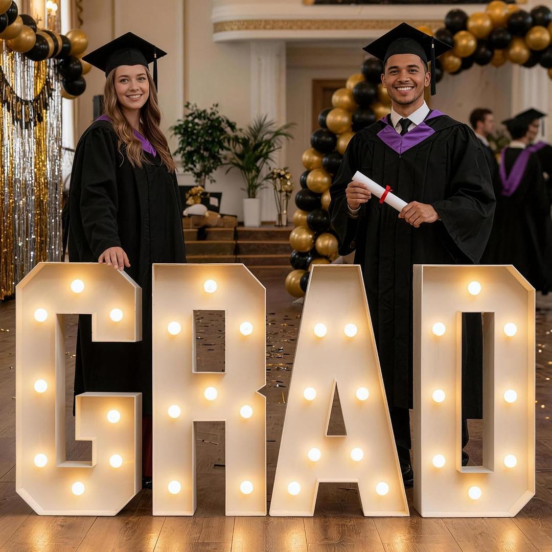 2026 Graduation Decorations - 3FT Large PRE-CUT GRAD Marquee Letters Kit - Mosaic Foam Board Sign - Class of 2026 Congrats Party Supplies for Kindergarten Preschool High School College