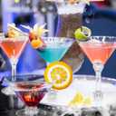 50 Sets Plastic Martini Glasses - 5 oz Disposable Cocktail Glasses with Stem, Disposable Tall Martini Glasses for Christmas New Year Party, Wedding, Wine, Margarita, Desserts, Ice Cream, Unbreakable