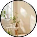 12 Inch Round Black Circular Wall Mirror, Modern Frosted Metal Frame, Shatterproof Tempered Glass, Bathroom Bedroom Entryway Living Room