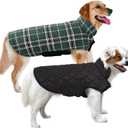 MIGOHI Reversible Dog Coat, Windproof, Waterproof Winter Jacket for Cold Weather, Plaid Dog Coats for Male Female, Green, L