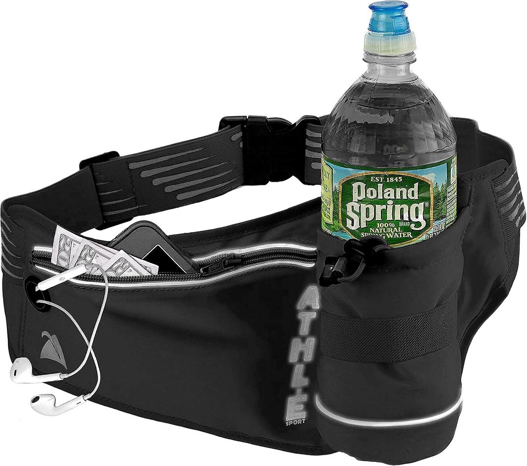 Running Fanny Pack with Water Bottle Holder - Adjustable Running Belt With Water Bottle Holder and Pouch - One Size Fits All Travel Fanny Pack
