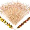 100 Pcs 8 Inch Long Cocktail Picks Fancy Toothpick for Appetizer Bamboo Cocktail Stick for Fruit Drink Dessert Barbecue Charcuterie Pearl Skewer for Wedding Birthday Baby Shower Party (Colorful)