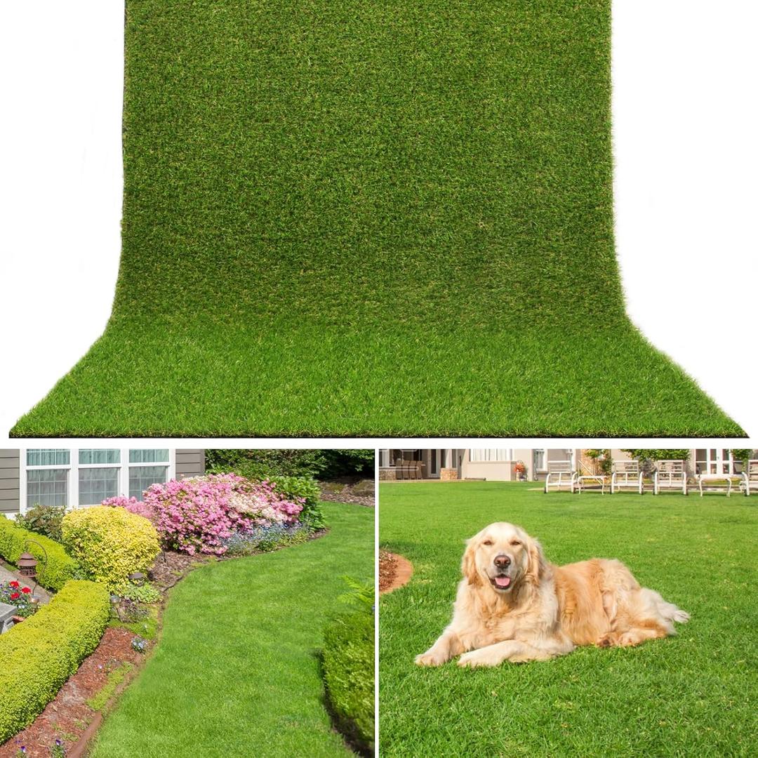 AYOHA 10 FT x 10 FT Artificial Grass, Synthetic Realistic Fake Turf Grass Thick Lawn Pet Turf, Astroturf Rug Carpet for Indoor/Outdoor Landscape Balcony Patio Decor, Easy to Clean with Drain Holes
