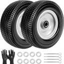 10" Solid Tire Replacement 4.10/3.50-4 Flat Free Tire and Wheel for Garden Carts, Hand Trucks, Wheelbarrows,10x3.50-4" with 5/8" Axle Bore & 2 1/4" Offset Hub (2 Pack)