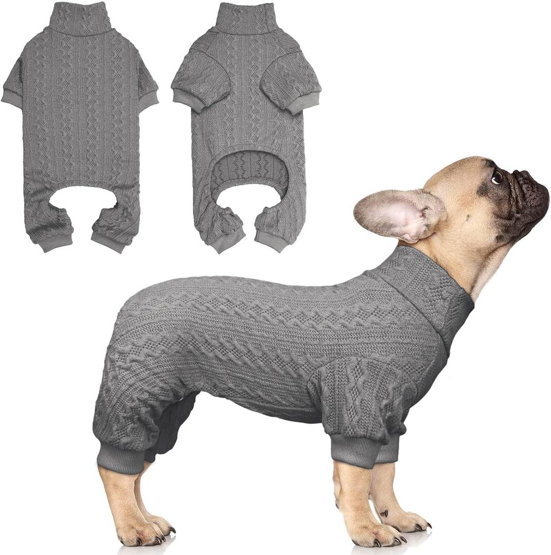 Dog Sweater Turtleneck Knitted Pet Clothes Solid Color Puppy Sweater Warm Dog Sweaters for Small Dogs(Grey XS)