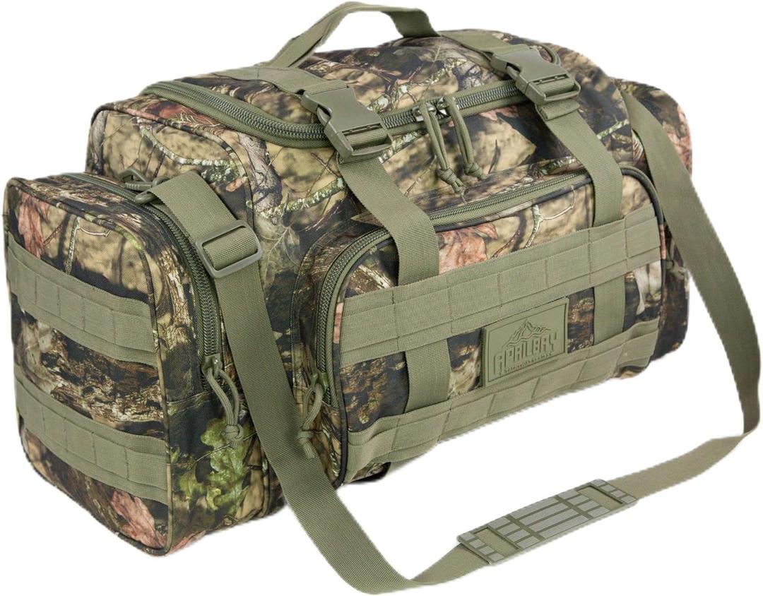 Duffel Bag  Heavy Duty Tactical Gym Bag for Men, Splashwater-Proof Weekender Travel Bag for Basketball, Football, Soccer, Hiking, and Hunting (Forest Tree Camo)