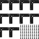Flat L Brackets, 10pcs Flat L Right Angle Brackets, Black Flat Mending Plates, Corner Brackets Flat Repair Plate Corner Braces, Corner Stealth Speed Brace Brackets, 4"×4"×1¼", Load 33 Lbs (L Type)
