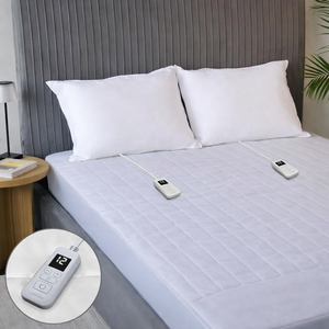 Sunbeam Electric Heated Mattress Pad Queen 80" x 60" 12 Heat Settings 12-Hour Auto Shut-Off Fast Heating Soft Cozy Fabric Deep Pocket Skirt Machine Washable