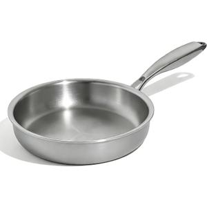 Umite Chef 5 Ply Stainless Steel Frying Pan 8 inch, Non Toxic Professional Stainless Steel Skillets, Dishwasher and Oven-Safe Chef Pan, PFOA&PTFE Free Cookware, Fast & Even Heat, Stay-Cool Handle