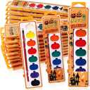 Watersay Halloween Pumpkin Watercolor Paint Set 8 Washable Colors with Brushes Water Color Painting Kit for Halloween Painting Kit Gift Party Supplies(12 Pack)