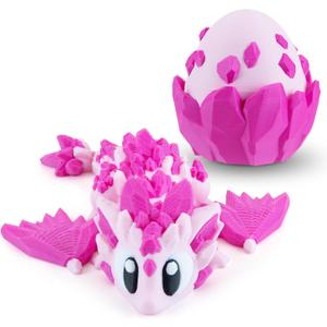 3D Printed Dragon with Egg, Cool Stuff Fun Gifts, Fidget Toy for Adults Teens Boy Home Decor Easter Basket Stuffers, Pink