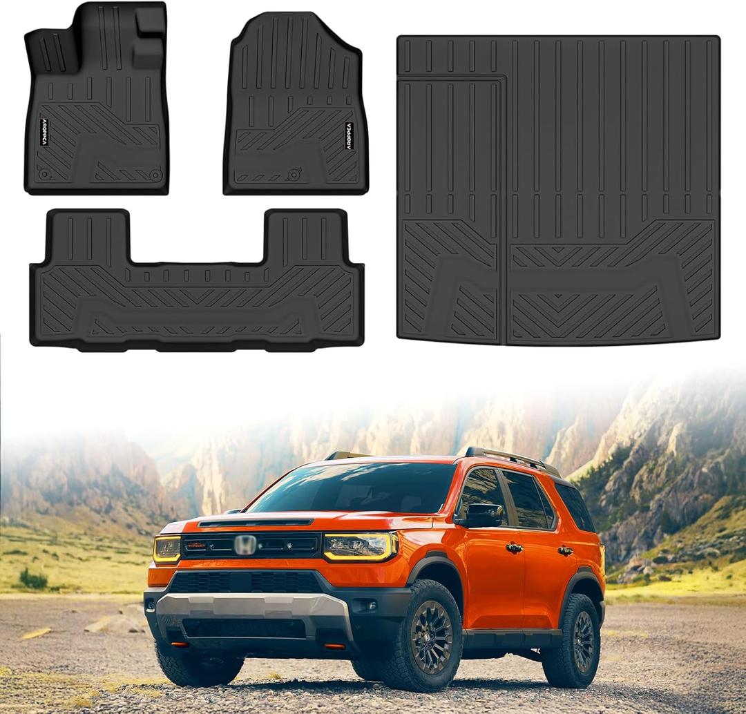 Floor Mats & Trunk Mat Custom Fit for 2026 Honda Passport RTL/TrailSport, All Weather Protection TPE Rubber Floor Liners Anti-Slip Cargo Mat Honda Passport Mats Waterproof 2026 Passport Accessories