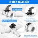 DoubleFill 3 Way Swimming Pool Diverter Valve Hose Adapter with Hose Clamps Replacement Slip Valve Filter Hose Conversion Kit with Seal Ring for 1 1/4'' or 1 1/2'' Filter Ports (White,Hose Adapter)