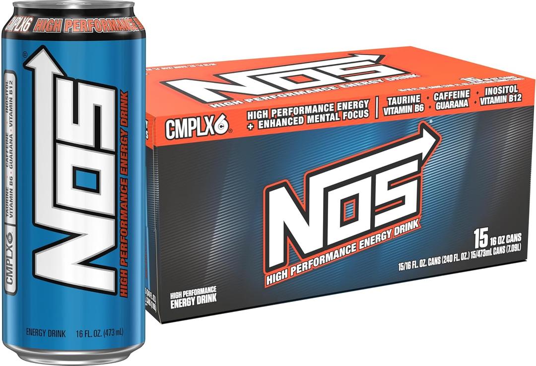 NOS Original: High Performance Energy Drink. 16 Fl oz | Pack of 15 (EXP 12/01/27)