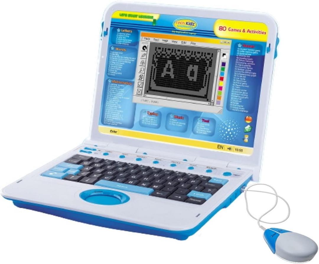 My Exploration Toy Computer Educational Learning Computer, 80 Challenging Learning Games and Activities, LCD Screen, Keyboard and Mouse Included (Blue), Ages 5+