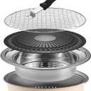 SANQIAHOME Stainless Steel Charcoal Portable Barbecue Grill, 10.5 Inches Non-Stick,Round,Barbecue or Hot Pot, Boiling Water,Charcoal Stove for Home Party Outdoor Camping