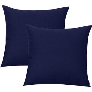 Augld 2Pack Outdoor/Indoor Throw Pillow Cover, Waterproof Solid Pillow Case Navy 18"x18"