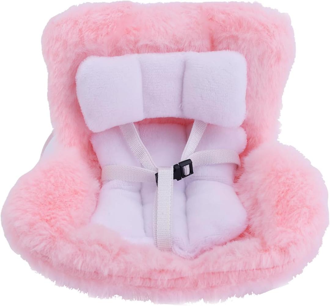 Car Safety Seat for Dolls, Pink Decorative Sofa Seat with Soft Furry Cushion and Headrest for Car Air Vents Decor to Display Doll Toy Ornaments Accessories