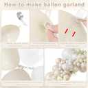 Amandir 173 Pcs Pearl White Balloon Arch Garland Kit, Double-Stuffed Pearl Ivory White Sand Clear Baptism Balloons for Wedding Bridal Shower Engagement First Communion Birthday Party Decorations