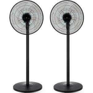2 Pack 16" Oscillating Pedestal Stand Fan, 8 Speed, 50 DB Quiet, Black Heavy Duty Industrial Standing Floor Fan with 9 H Timer for Home, Living Room, Kitchen, Office