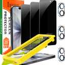 IMBZBK [Auto-Dust Removal] 3 Pack Privacy Screen Protector for iPhone 17 [6.3 INCH] Anti Spy Private Accessories, Case Friendly Film, Military Grade Tempered Glass 3 Camera Lens Protector