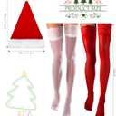 Haysandy 4 Pcs Christmas Santa Costume Women Girls Claus Costume Women Santa Suit Fancy Dress Hat for Xmas Outfits (Red, L)