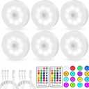 Led Puck Lights with Remote Control 16 Color Changeable USB Rechargeable LED Night Light Battery Operatedfor,Closet,Bedroom Wall,Under Cabinet,Party,Halloween Decoration,with Dimmer and Timer6 Pack