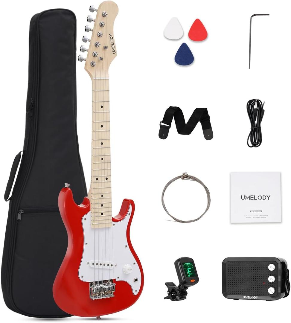 UST-70 Kids Electric Guitar Beginner Kit with Amp, Ideal First Guitar for Starter, Lightweight 30 Inch Guitar for Boys and Girls, Fun Music Gift for Learning, Practice and Play at Home, Red