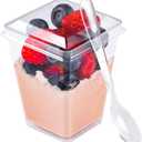 EASERCY 50 Pack 5 oz Plastic Dessert Cups with Lids, Yogurt Parfait/Appetizer Cup with Lids for Party, Mini Dessert Cups with Spoons Dessert Shooter Cups for Pudding, Fruit and Ice Cream