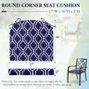 Wellsin Outdoor Chair Cushions for Patio Furniture - Patio Chair Cushions Set of 4 - Water Resistant Round Corner Outdoor Seat Cushions 17"X16"X2", Trellis Navy