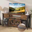 TV Stand for 75 Inch TV,63 inch Wide Tall Rustic Brown TV Console Tables with Power Outlets and Storage,Wood Entertainment Center for Living Room,Bedroom