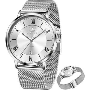 OLEVS Mens Gold Watches Analog Quartz Business Dress Watch Day Date Stainless Steel Classic Luxury Luminous Waterproof Casual Male Wrist Watches