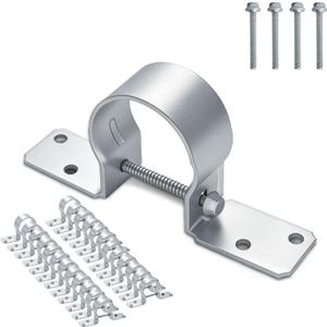 2-3/8" Steel to Wood Fence Brackets, Galvanized Pipe Grip Tie, Wood Fence Bracket for Metal Posts, Steel Adapter for Home Improvement 24 Pack