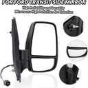 Passenger Side Mirror,Mirror Compatible with 2015-2025 Ford Transit 150 250 350 350 HD,Transit Side View Power Glass Towing Without Signal Light Non Heated,Black(Short Arm)