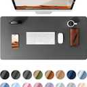 YSAGi Leather Desk Protector, Office Mat, Large Mouse Mat, Non-Slip PU Leather Blotter, Laptop Desk Pad, Waterproof Writing Pad for Office and Home (Dark Grey, 35.4" x 17")