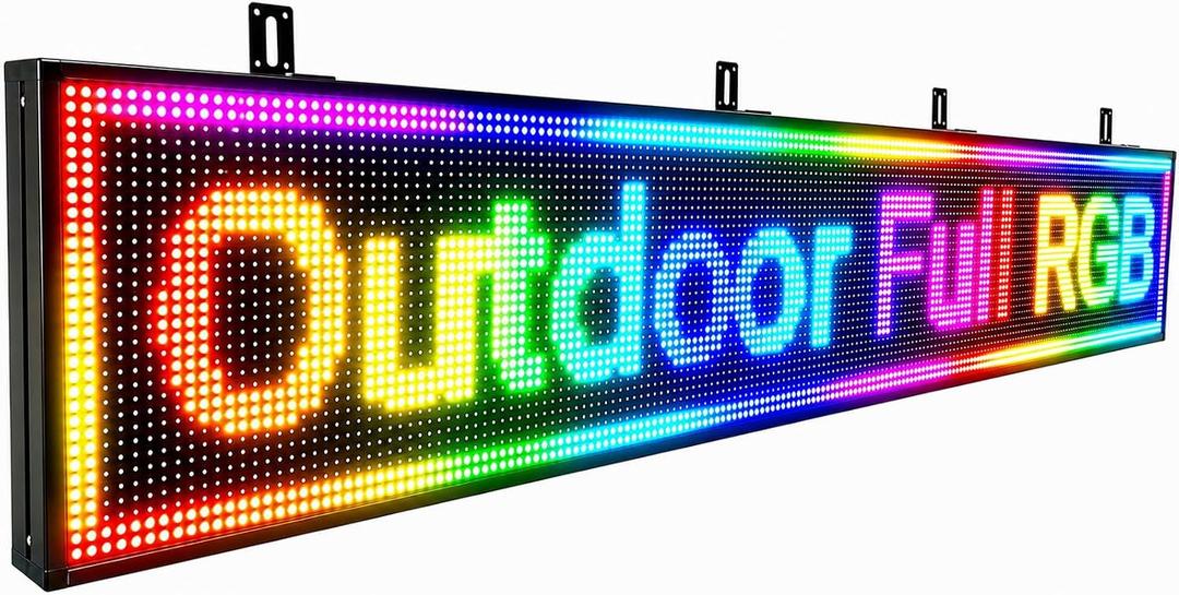 P10 Led Sign,Programmable Scrolling Digital Advertising 77"×14" | Full color display, IP65 outdoor waterproof,supports scrolling information and custom content,Ideal for business Advertising