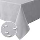 H.VERSAILTEX Linen Textured Table Cloths 60 x 60 Inch Premium Solid Tablecloth Spill-Proof Waterproof Table Cover for Dining Buffet Feature Extra Soft and Thick Fabric Wrinkle Free, Grey