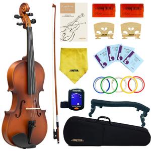 Crafteem Handcrafted Premium Violin Outfit for Kids Beginner, Student, and Adults -Perfect Your Sound and Unlock Your Musical Potential with Confidence. (Matte Antique, 1/2)