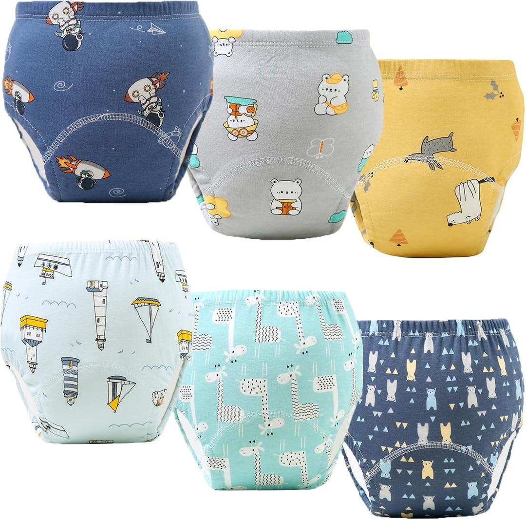 Upairy Training Pants Potty Training Underwear for Boys Girls,Toddler Potty Pants for 2T-5T,Soft Absorbent & Leak-Proof with Characters, 100% Cotton Washable (6PCS,Medium)