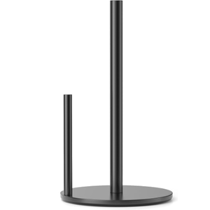 Paper Towel Holder Black, Premium Stainless Steel Kitchen Roll Dispenser, Countertop Roll Organizer with Weighted Base