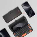Doohoeek Universal Bluetooth Mini Keyboard, Wireless Compact Keyboard with Orange Navigation Keys & Any-Angle Stand for Android/iOS/Windows, Dual-Device Keypad for Phones/Galaxy Z Fold/iPad mini