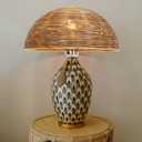 Bowl Rattan Table lampshade,Woven Wicker Lamp Shade, Natural, Bowl Design, Spider Fitter, 11.8"W x 5.9"H